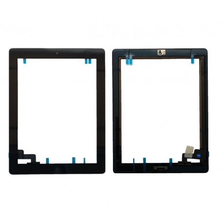 Touchscreen glass with home button and adhesive for Apple iPad 2 black