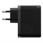 Baseus GaN5 Pro rychlonabíjecí adaptér USB-C + USB-A 100W černá (ROZBALENO)
