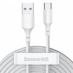 Baseus nabíjecí/datový kabel USB/USB-C 5A (2ks/Set) 1.5m Simple Wisdom bílá (ROZBALENO)