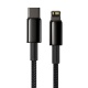 Baseus Tungsten Gold is a fast-charging / data cable USB-C to Lightning PD 20W 2m, black.