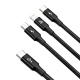 Baseus Rapid data cable 3-in-1 USB-C (Micro/Lightning/USB-C) PD 20W 1.5m black (UNBOXED)
