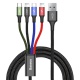 Baseus rychlý nabíjecí / datový kabel 4v1 2* Lightning + USB-C + Micro USB 3,5A 1,2m, čern