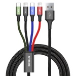 Baseus rychlý nabíjecí / datový kabel 4v1 2* Lightning + USB-C + Micro USB 3,5A 1,2m, čern