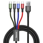 Baseus rychlý nabíjecí / datový kabel 4v1 Lightning + 2* USB-C + Micro USB 3,5A 1,2m, čern