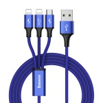 Baseus charging/data cable 3-in-1 Micro USB/2* Lightning 3A 1.2m Rapid Series dark blue