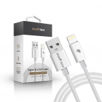 RhinoTech kabel s nylonovým opletem USB-A na Lightning 2,4A 1M bílá (ROZBALENO)