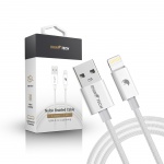 RhinoTech kabel s nylonovým opletem USB-A na Lightning 2,4A 2m bílá (ROZBALENO)