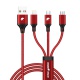 RhinoTech nabíjecí/datový kabel 3v1 USB-A-MicroUSB/Lightning/C 1,2m červená (ROZBALENO)