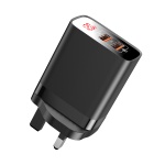 Baseus dual charging adapter QC UK Mirror Lake black