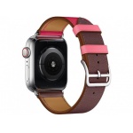 COTEetCI Calf Leather Band for Apple Watch 42 / 44mm (Short) Bordeaux with Rose Azalee