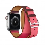 COTEetCI Calf Leather Band for Apple Watch 42/44/45mm Long Bordeaux Rose with Rose Azalee