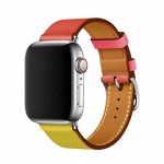 COTEetCI Calf Leather Band for Apple Watch 38 / 40mm (Short) Amber Orange with Rose Azalee