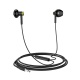 Canorous black headphones with microphone and volume control.