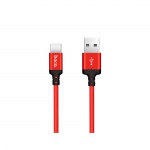 Hoco pletený nabíjecí kabel USB-C Times Speed 1m červená-černá