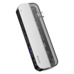 Baseus multifunkční HUB adaptér (USB-C, USB3.0, 4K HDMI) Transparent Series tmavě šedá