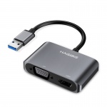 HAGiBiS USB 3.0 to HDMI VGA Adapter Grey