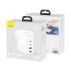 Baseus GaN2 Pro fast charger adapter 2x Type-C + 2x USB-A 100W white