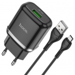 Hoco charging set with QC3.0 adapter and USB-C cable (EU) black