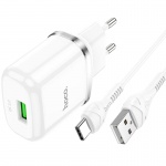 Hoco charging set with QC3.0 adapter and USB-C cable (EU) white