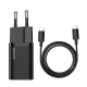Baseus Super Si quick charger 1C 25W EU + Type-C/Type-C 3A 1m cable black