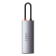 Baseus 5v1 multifunkční dokovací HUB USB-C Metal Gleam Series šedá