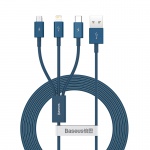 Baseus Superior Series Fast Charging Data Cable USB to M+L+C 3.5A 1.5m Blue