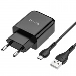 Hoco set adaptéru s USB portem a s kabelem Micro USB 1m N2 Vigour černá