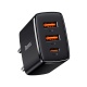 Baseus compact fast charging adapter 2x USB-A, 1x Type-C 30W black