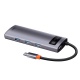 Baseus Metal Gleam Series 5v1 HUB Type-C (USB-C PD 100W, 3* USB 3.0, HDMI) šedá