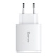 Baseus compact fast charger adapter 2x USB-A, 1x Type-C 30W white