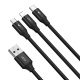 Baseus cable Rapid Series 3-in-1, USB/Micro USB, Lightning, USB-C, 1.2m, black
