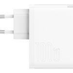 Baseus GaN5 Pro fast charger adapter USB-C + USB-A 100W white