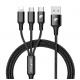 RhinoTech charging and data cable 3-in-1 USB-A (MicroUSB + Lightning + USB-C) 1.2m black