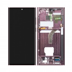 LCD + touch + frame for Samsung Galaxy S22 Ultra S908 Burgundy (Service Pack)