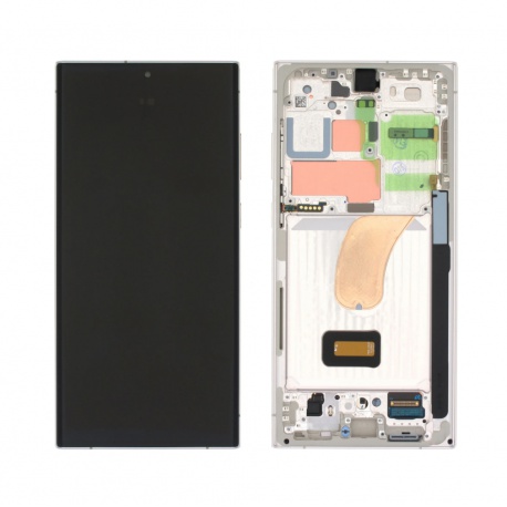 LCD + dotyk + rámeček pro Samsung Galaxy S23 Ultra 5G S918 Cream / Beige (Service Pack)