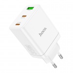Hoco N33 Start PD charging adapter 35W with three USB ports (2x USB-C + USB-A) white
