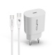 RhinoTech 25W PD charging adapter with USB-C to USB-C 60W 1M white cable