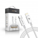 RhinoTech cable with nylon braiding USB-C to Lightning 27W 1M white (set of 5)