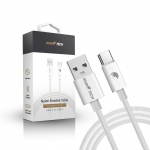 RhinoTech kabel s nylonovým opletem USB-A na USB-C 27W 2m bílá