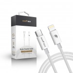 RhinoTech kabel s nylonovým opletem USB-C na Lightning 27W 2M bílá (5ks set)